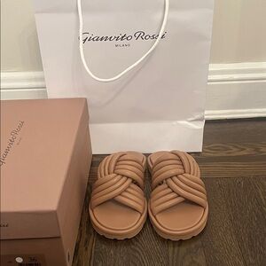Gianvito Rossi Braided Nude Sandals